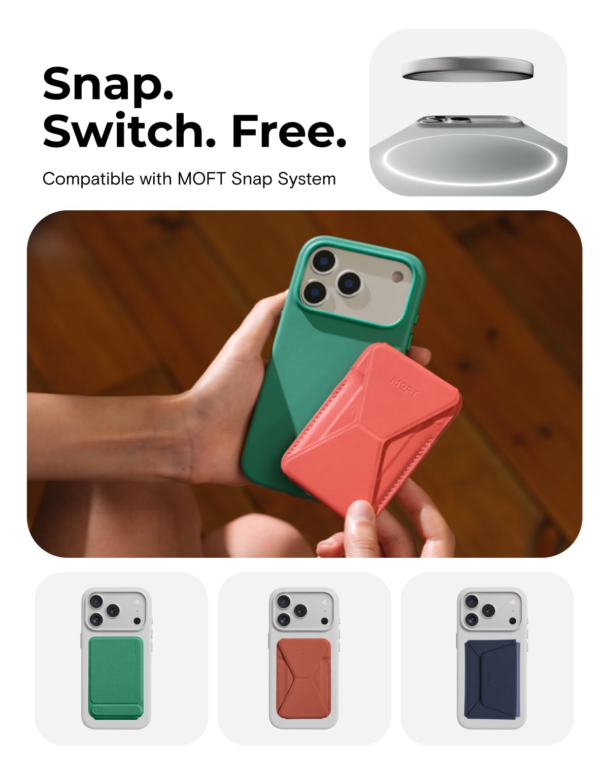 iPhoneアクセサリー MOFT Snap Case & Stand for iPhone 17 MOFT Capa para iPhone 17 Pro - Capa MOVAS Snap, compatível com